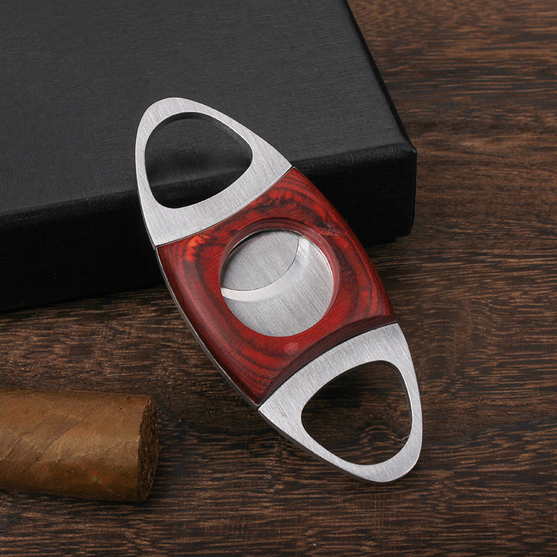Stainless Steel Wood Cigar Cutter - Double Cutter -Wood Cigar Cutter ...